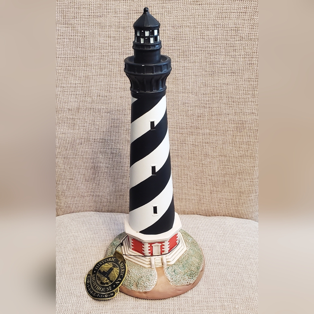 Cape Hatteras Lefton Lighthouse, Black, Red & White. Porcelain 14" Tall